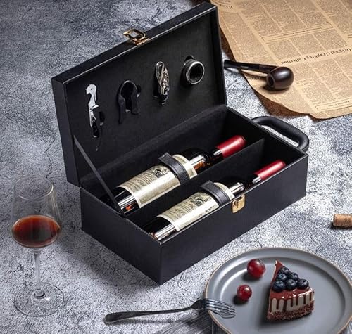 Genérico Estuche Ramón Bilbao - Envío 24 h - Estuche de Vino Elegante para Regalo con Dos Botellas de Vino y Set de 4 Accesorios (Rioja, Ramon Bilbao Crianza) EST Cuero 2 RB CR - imagen 3