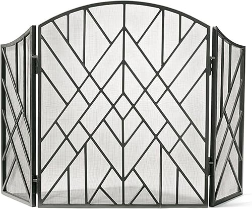 Miniatura 1 de MTSON Pantalla de chimenea plegable de 3 paneles para chimenea, decoración contemporánea, independiente, cubierta de rejilla transparente, protector