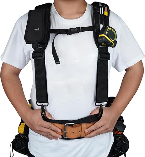 Miniatura 2 de KUNN Tirantes de cinturón de herramientas acolchado para cinturón de construcción con correa de hombro de gel, soporte desmontable para teléfono, 4