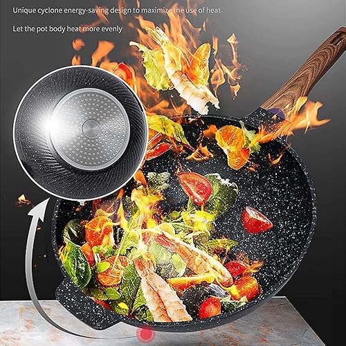 Vista 3 de DEPILA frying Induction Wok pan Wok Stainless Steel Coated - with lid-32cm pan Size 32cm