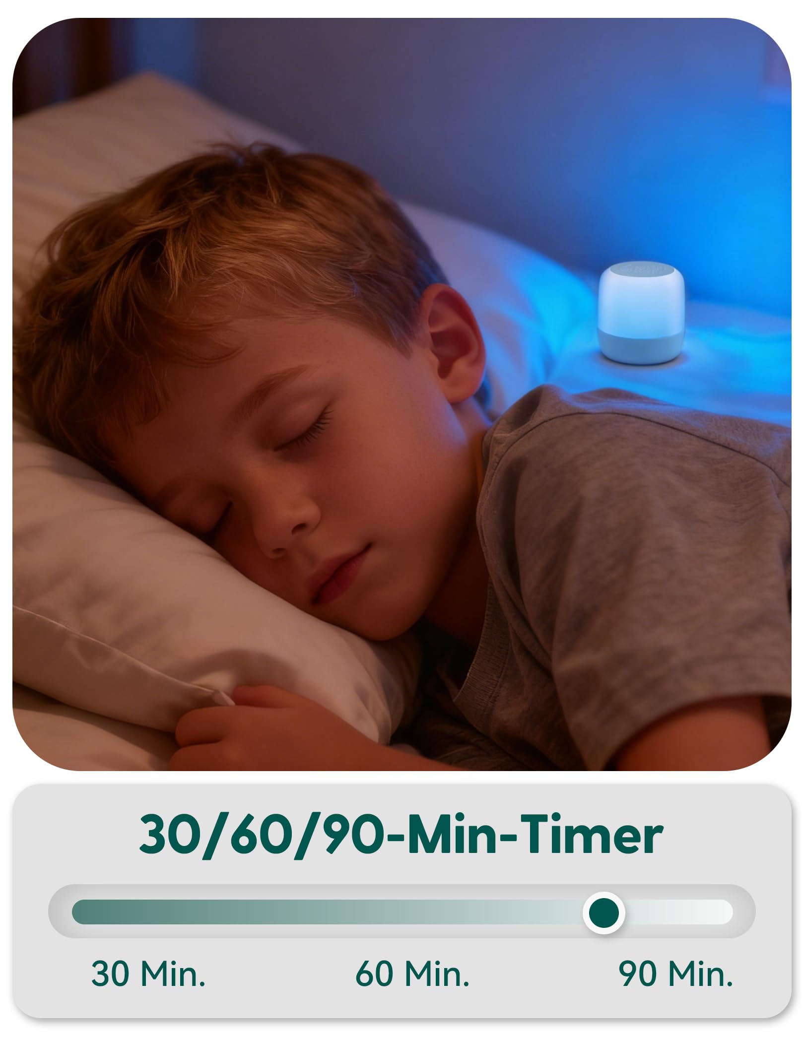 Babelio White Noise Machine Baby, Nachtlichter in 9 Farben, 20 nicht wiederholenden Klängen, Timer, Speicherfunktion, tragbar für Reisen