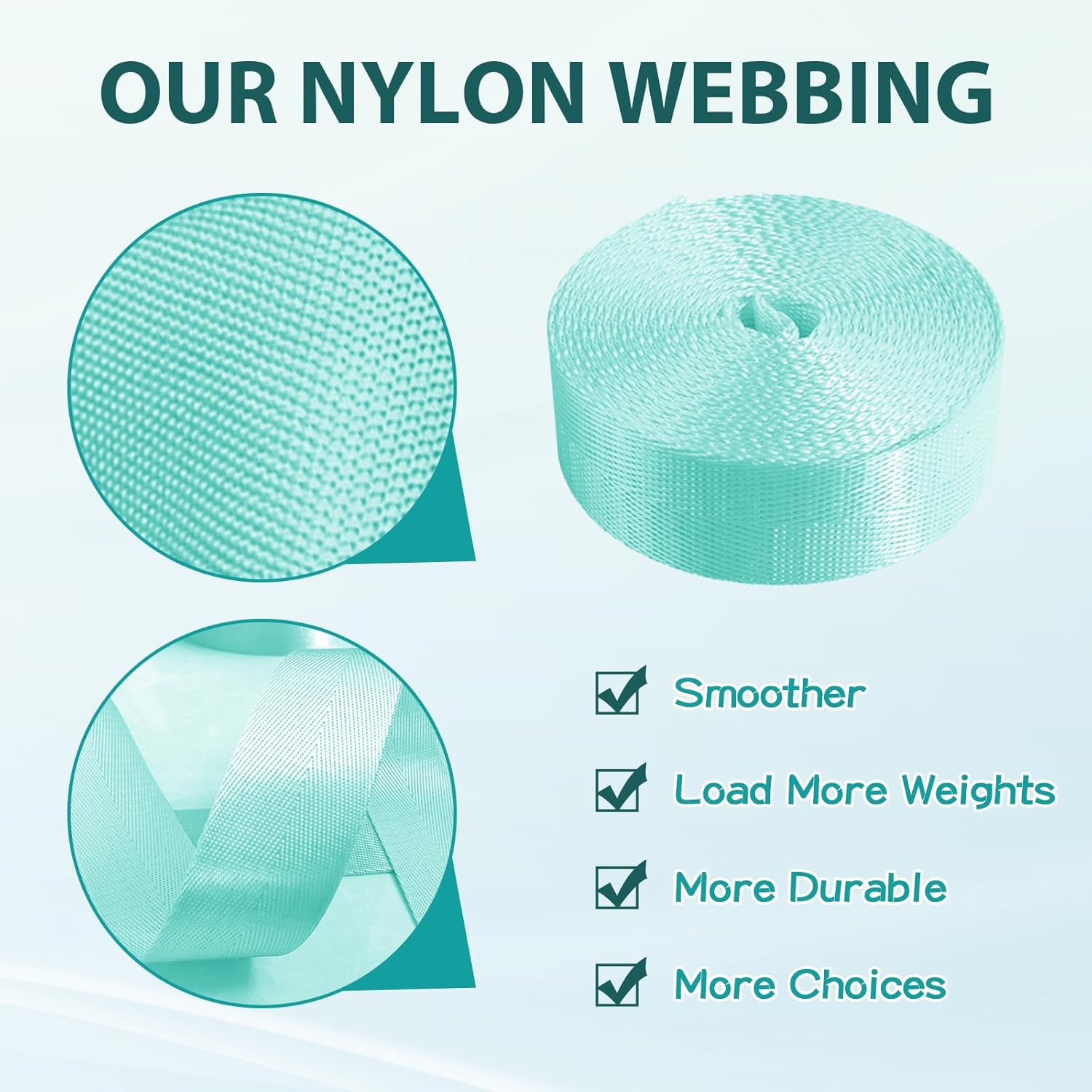 Nylon Webbing 1 inch 1.5 inch 2 inch Webbing Nylon Strap Nylon Belt, 10 25 50 3.3 Yards Webbing