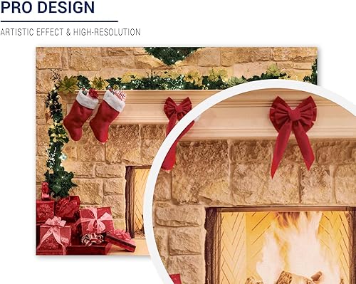 Miniatura 8 de Allenjoy Telón de fondo de chimenea de Navidad de 6 x 6 pies, retrato de fotografía, cabina de fotos, decoración de fiesta de Navidad, accesorios de