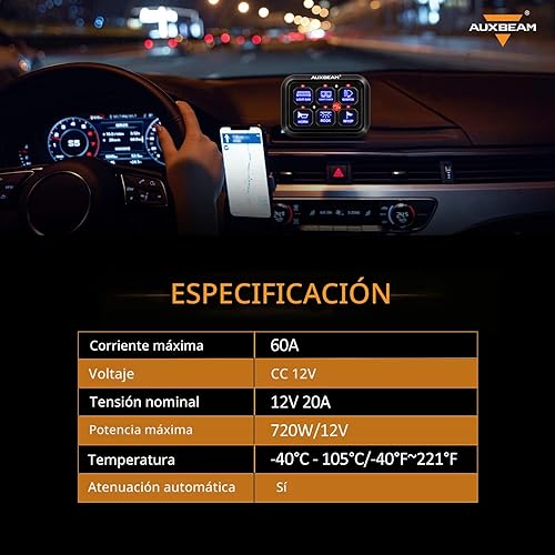 Miniatura 8 de Auxbeam Panel de interruptores BC60 de 6 bandas, caja de sistema de relé de control de circuito universal con interruptor LED de encendido y apagado