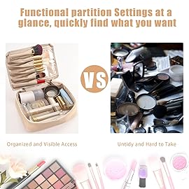 Queboom Travel Makeup Bag Cosmetic Bag Makeup Bag Toiletry bag for women and men (Beige)