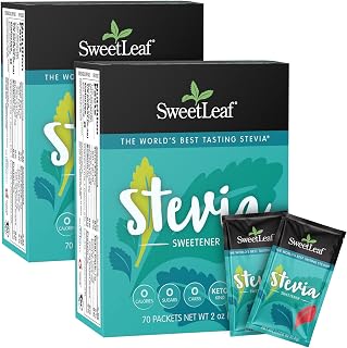 Sweetleaf Stevia Sweetener Packets 70 Ct - 2 Pack Zero Calorie Sugar Substitute