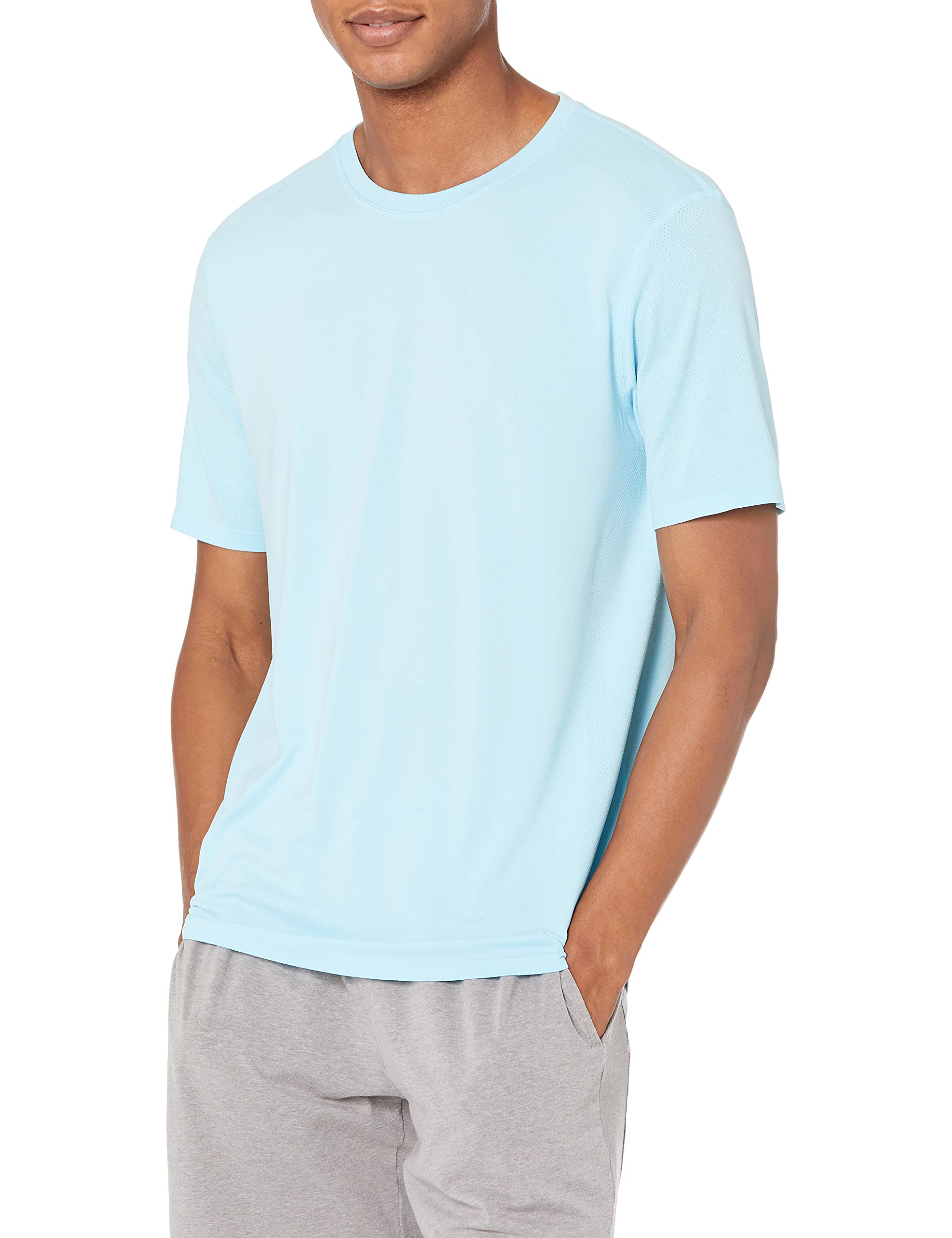 Photo 1 of Amazon Essentials Men's Seamless Run Crewneck T-Shirt Small Light Blue Heather