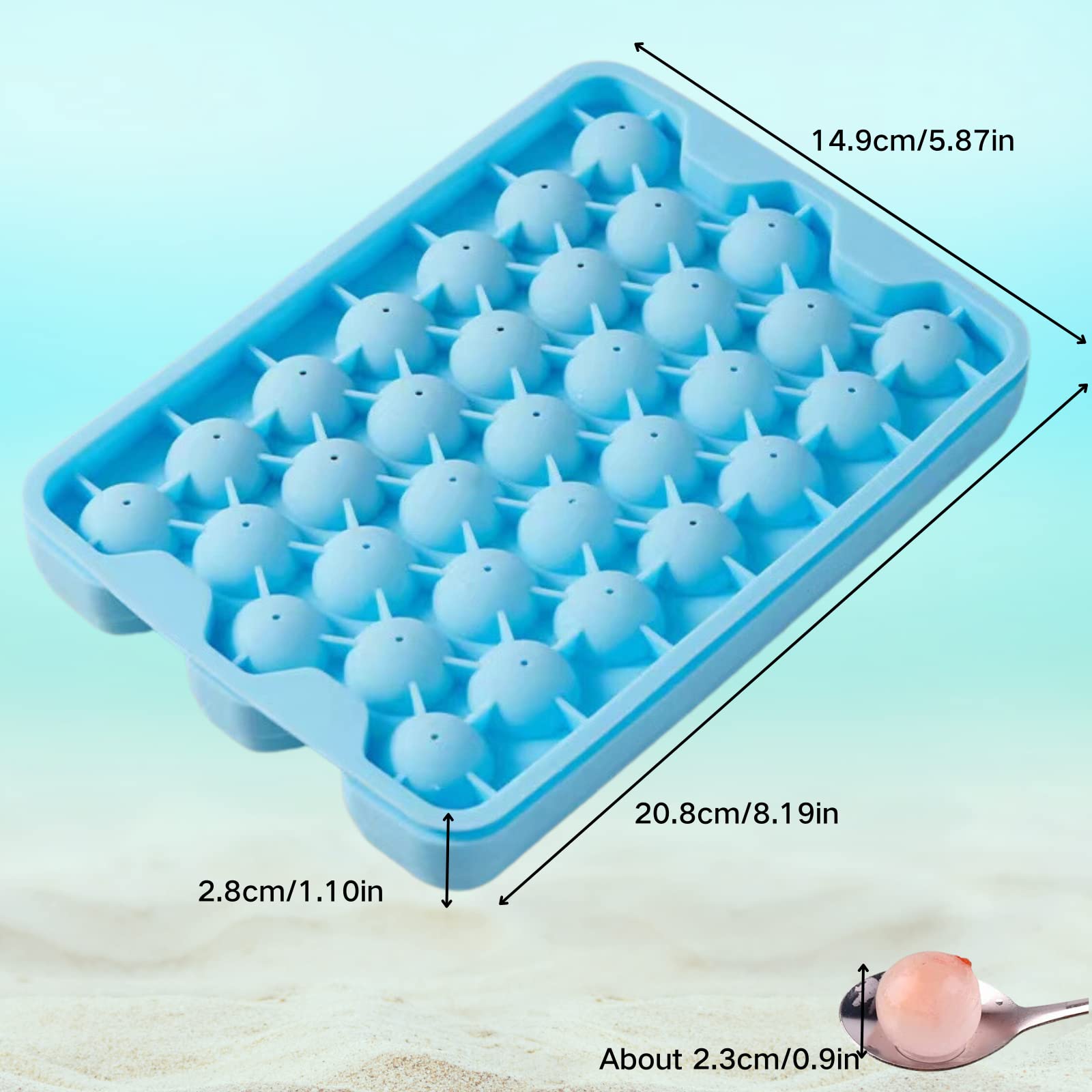 Vassoio Silicone Per Cubetti Ghiaccio Rotondi - 33 Sfere Da 2,3 Cm - Stampo Riutilizzabile Per Cocktail