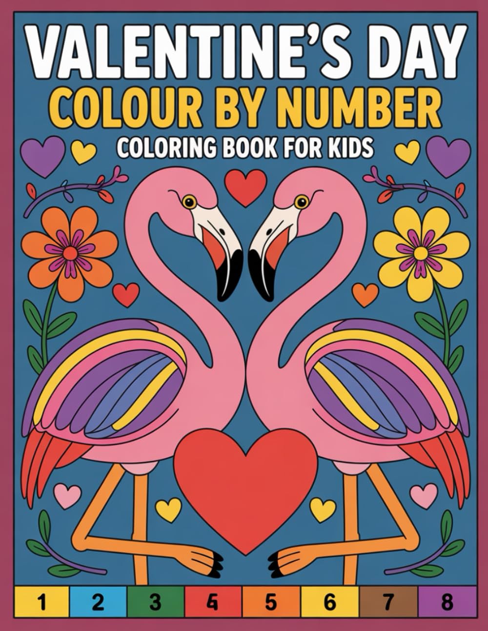 Valentine's Day Color By Number Coloring Book For Kids: Fun and Easy Valentine Coloring Pages to Learn Numbers and Colors
