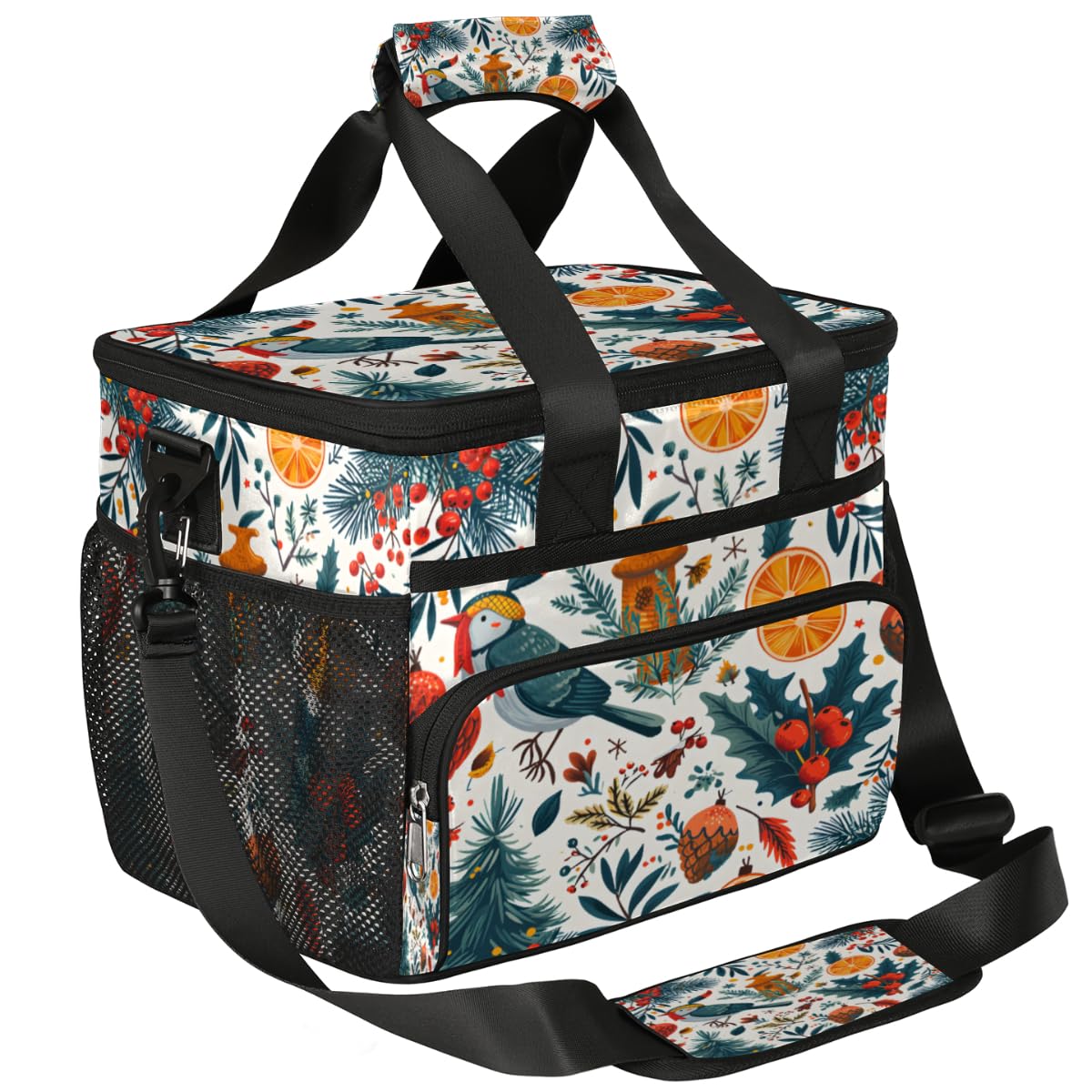 Insulated Picnic Backpack Lunch Box for Women Men Picnic Basket Tote Lunch Bag Picnic Bag Portable Lunch Bags for Picnic, Beach, Work, Trip,Office, Camp Christmas Bird