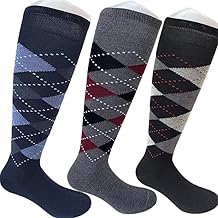 6 Pairs Men's Long Socks with Polka Dots Pattern in Warm Soft Cotton Quality 6-12 Made in Italy