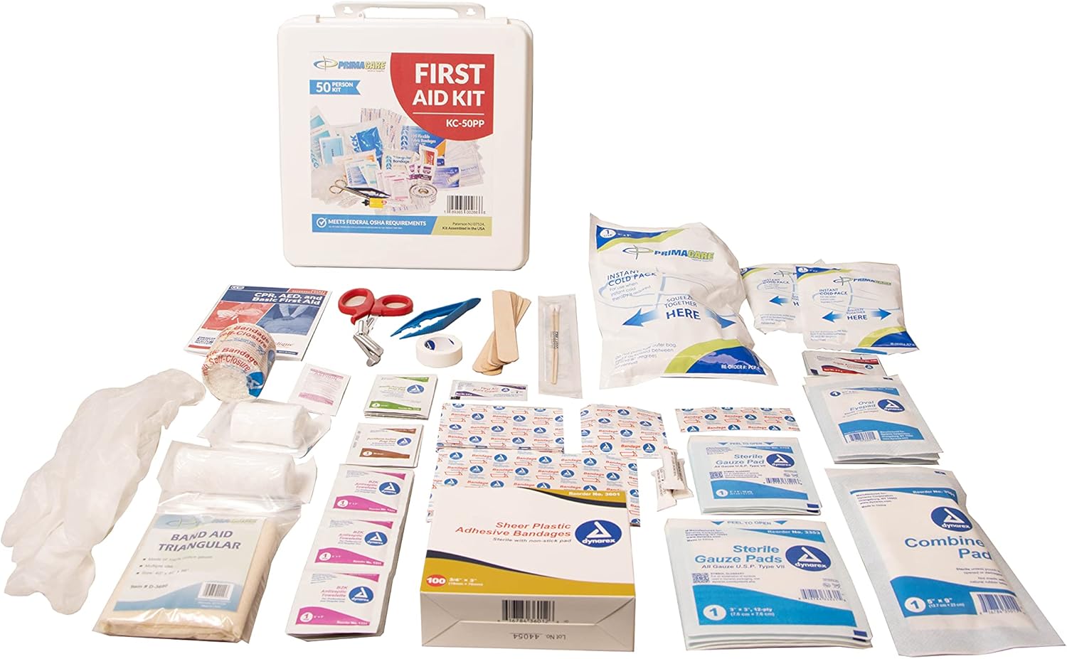 Primacare KC-50PP 50 Person Large Emergency Preparedness First Aid Kit for Home, School and Office, Wall Mounted