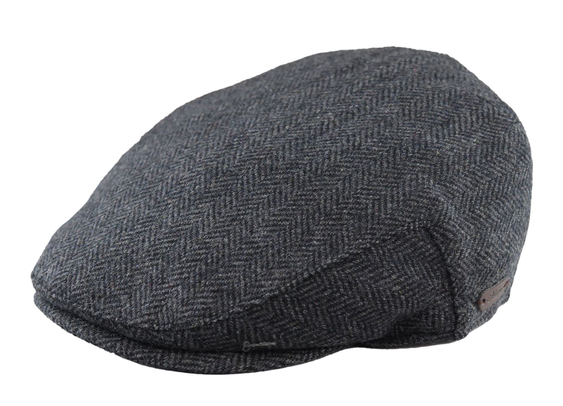 Flat Cap Wool Herringbone Tweed Vintage Classic - Peaky Blinders Style - TruClothing - Charcoal - XL