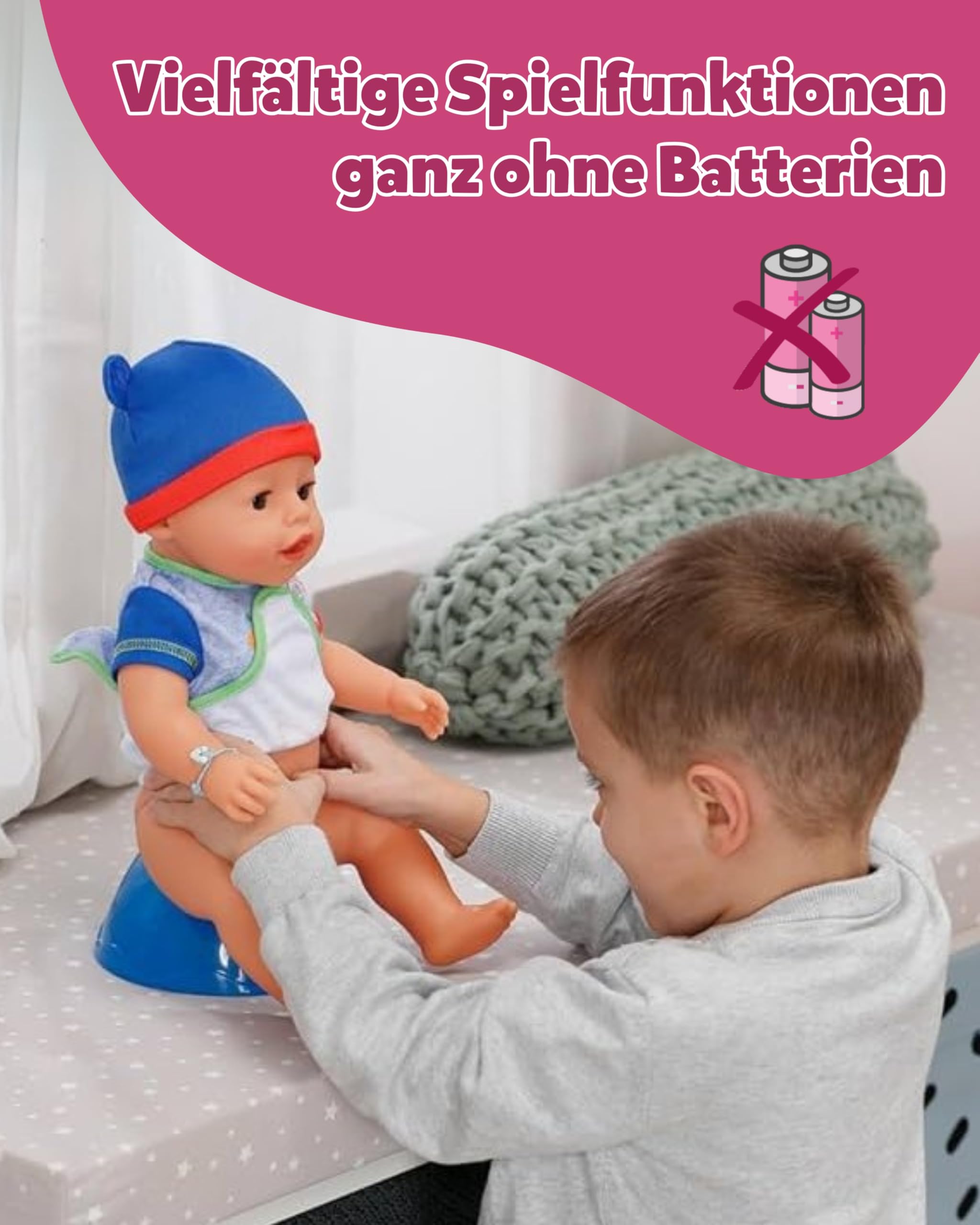 BABY Born Jonas - 43 cm große Babypuppe - 10 Funktionen inkl. Accessoires & Strampler - Funktioniert komplett ohne Batterien - Geeignet für Kinder ab 3 Jahren