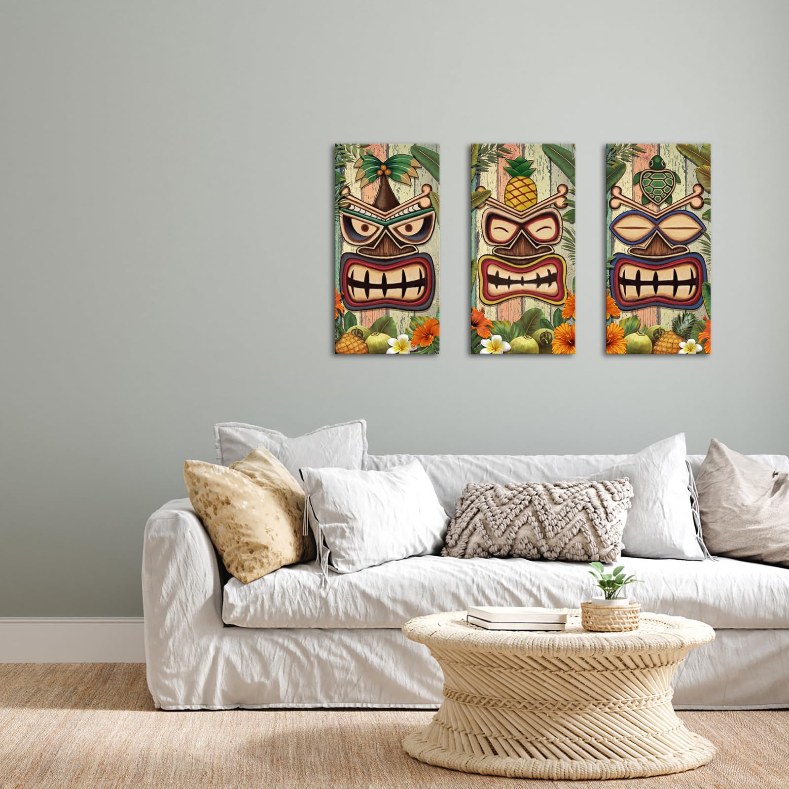 Leinwand-Bild „Goldene Ananas Am Strand“ – 3-teilig, 40x60 Cm Je Panel, Fertig Aufgezogen & Zum Aufhängen