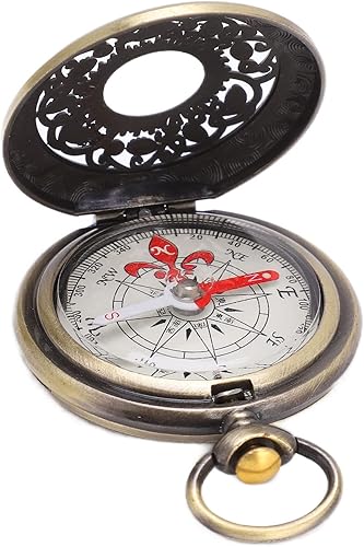 Miniatura 8 de Brújula portátil, a prueba de golpes de latón hueco camping supervivencia herramientas de navegación para senderismo al aire libre