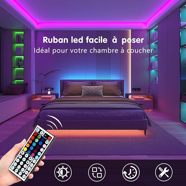 Keepsmile Ruban Led 30m (15mx2), Led Chambre Bluetooth, Bande Led Contrôlé par Télécommande APP, Guirlande Lumineuse Décoration Chambre Led Bureau - 2