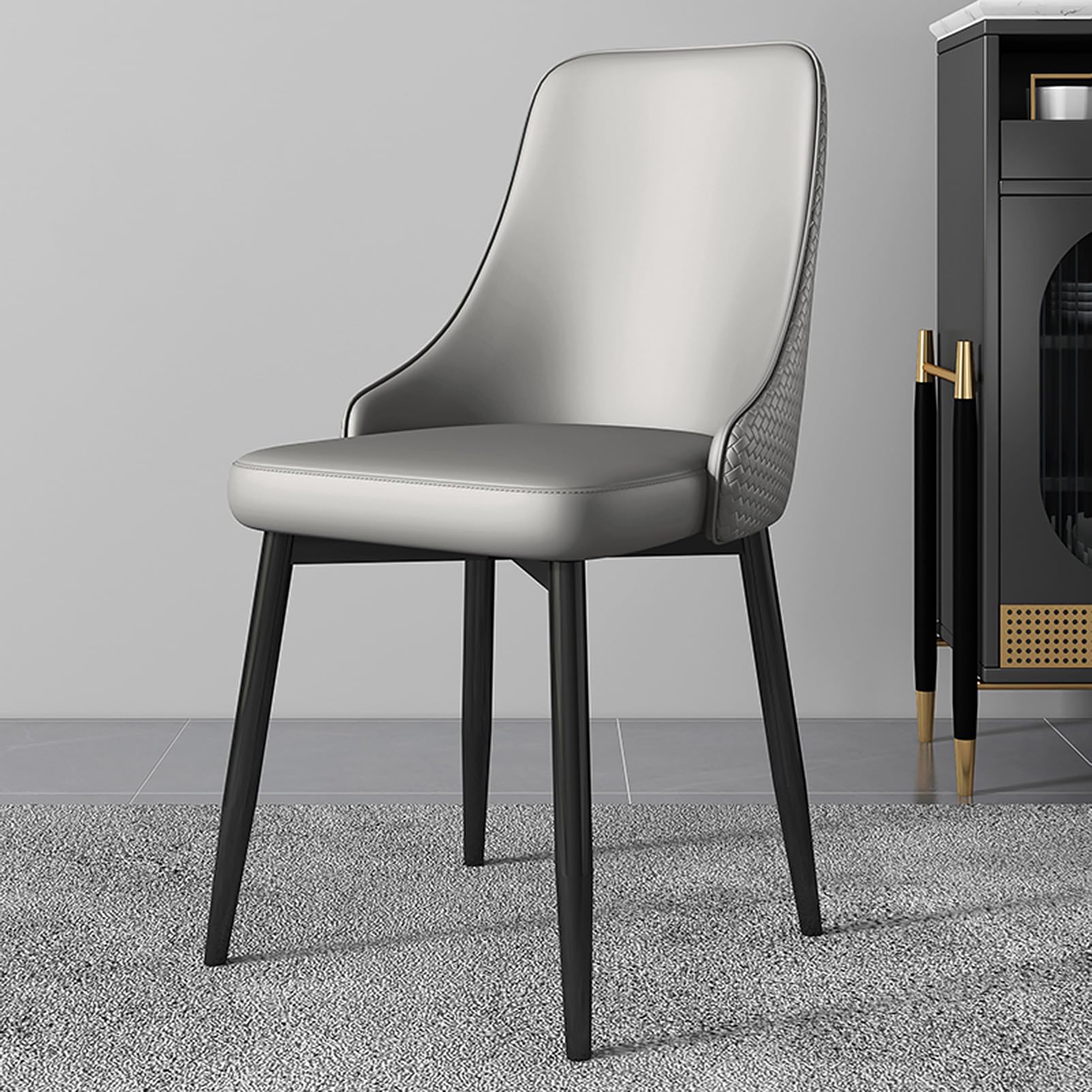 Set da 2 pezzi Moderne Esszimmerstühle - Stilvolle PU Leder gepolsterte Seitenstühle mit robusten schwarzen Metallbeinen für Küche Esszimmer Café und Home Office.