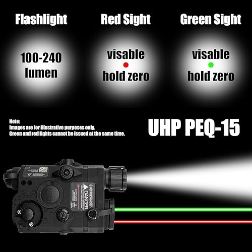 Miniatura 14 de Zhongren Airsoft Tactical 3 en 1 PEQ 15 IR láser blanco linterna LED + mira láser rojo/verde para AEG GBB CQB para caza de paintball al aire libre