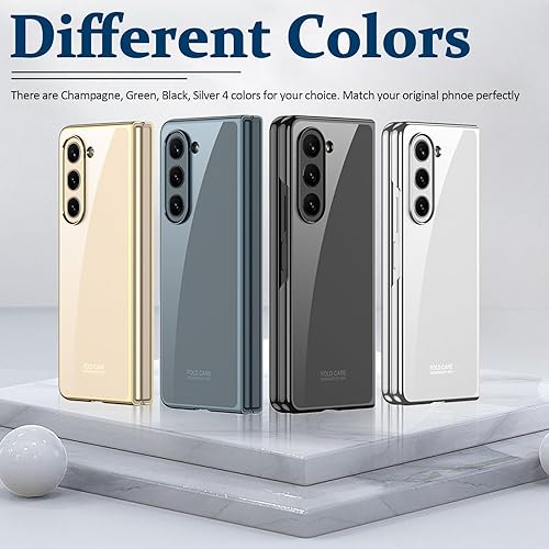 Miniatura 7 de Miimall Funda compatible con Samsung Galaxy Z Fold 5, parte trasera transparente con policarbonato duro chapado, protección antiarañazos, a prueba