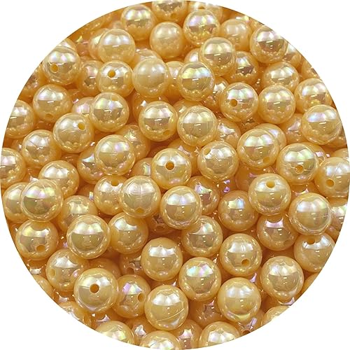 Miniatura 7 de 400 cuentas de perlas AB coloridas y brillantes de plástico sueltas, para hacer joyas, aretes, pulseras, collares, decoración del hogar (blanco AB)