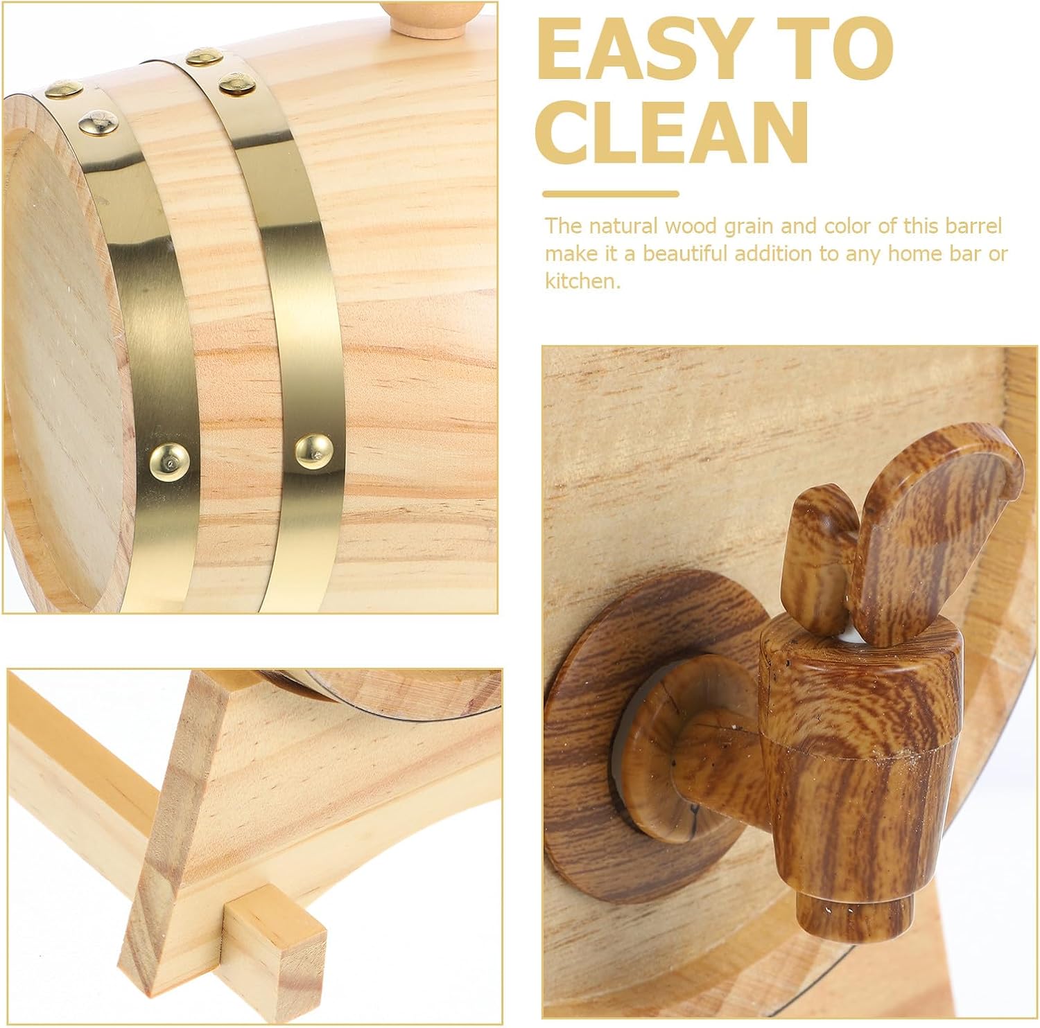 Wooden Wine Barrel 1.5l Pine Wood Red Wine Bucket with Lacquer Finish for Home Bar and Brewing