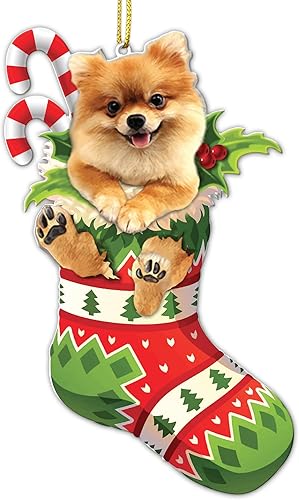 Adorno para árbol de Navidad de perro de Pomerania, idea de regalo para amantes de los perros de Pomerania, decoración de Navidad, adorno colgante
