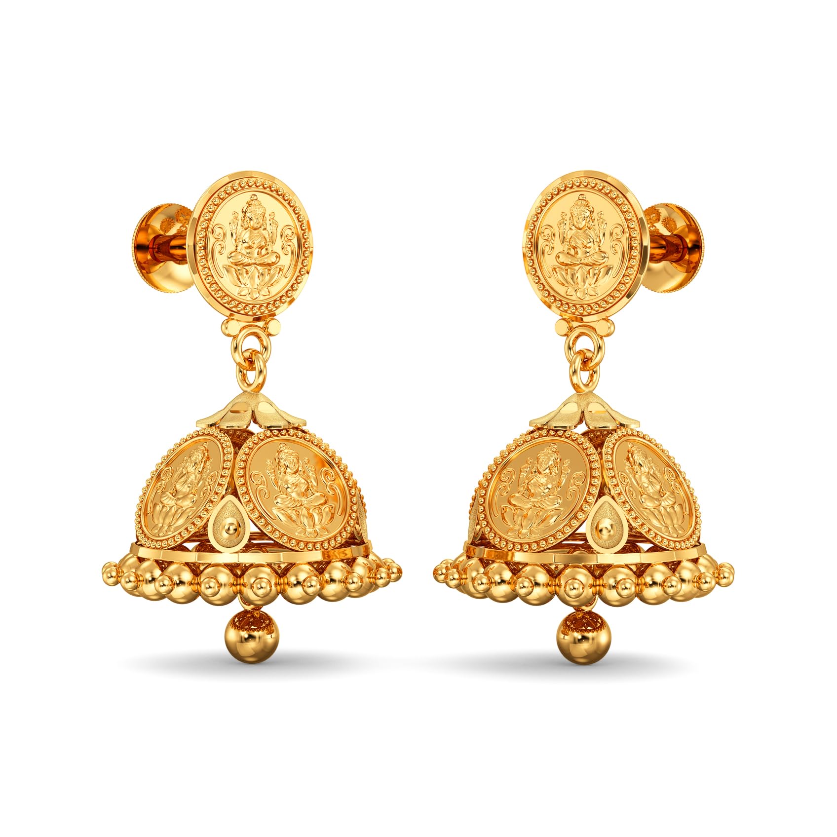 22k (916) Purity BIS Certified Sacred Lord Lakshmi Gold Earring For Women-image-28