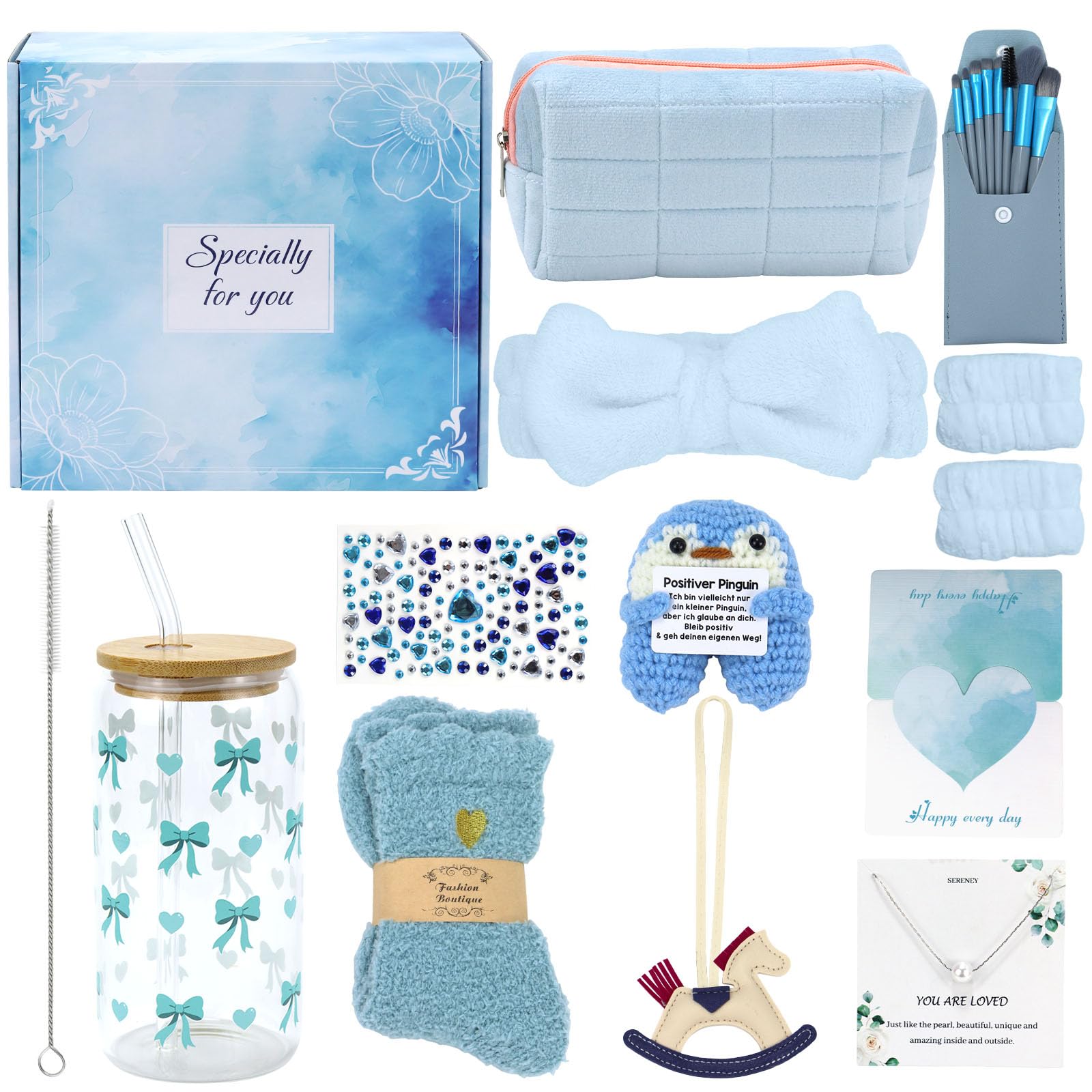 Regalos para niñas de 9 10 11 12 13 14 15 años, Regalo de cumpleaños o San Valentín, Set de regalo femenino con neceser, brochas de maquillaje y collar