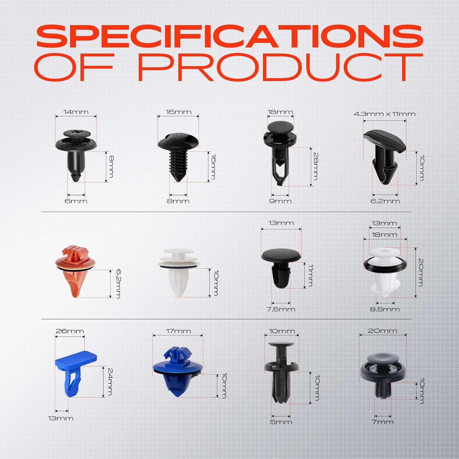 A-Premium 12 Sizes 24.64oz Bumper Fender Grille Retainer Clips Kit Compatible with Toyota Tacoma 16-23 Seal Strip Wheel Molding 120PCS Plastic Rivets Fasteners Push Retainer Kit, w/Removal Tool