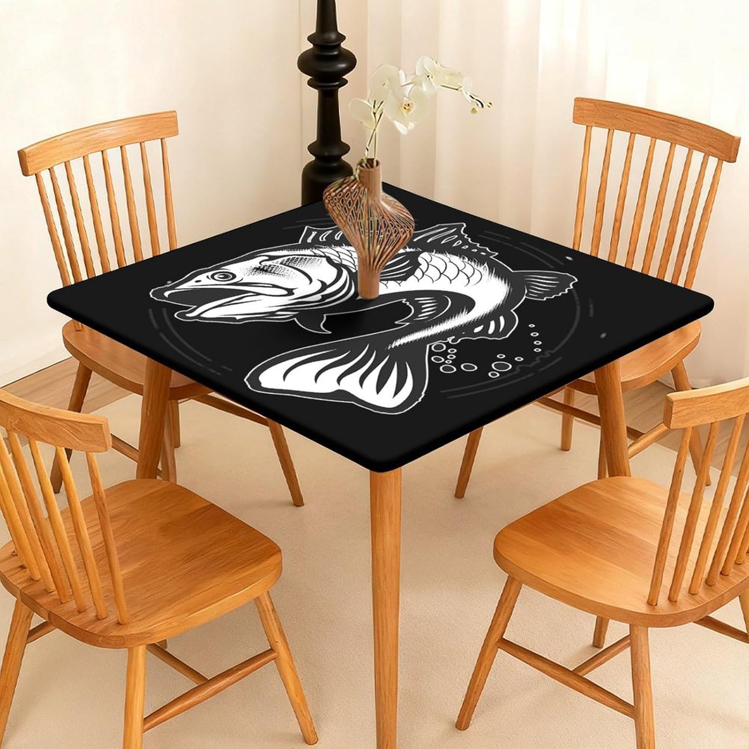 Walleye Fish Cartoon Square Tablecloth Print Table Cloths Table Cover Wedding Party Holiday Decor