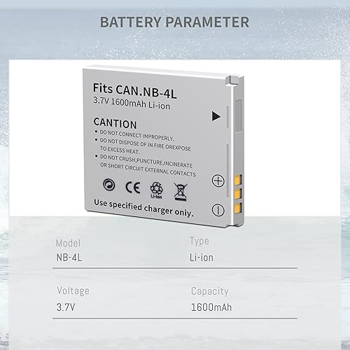 Miniatura 3 de Paquete de 2 baterías NB-4L NB4L con cargador rápido dual compatible con Canon PowerShot ELPH 100 HS 300 HS 330 HS 310 HS SD1000 SD1100 es SD1400 es