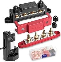 Vista 9 de MOFEEZ Barra de bus de bloque de distribución de energía, 6 postes de 5/16 pulgadas, 10 terminales de tornillos #8, máximo 48 V 250 A
