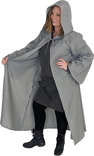 Everfan Bata con capucha para adultos con mangas Mago, Jedi, monje, capa medieval para cosplay, disfraz de Halloween LARP para adultos
