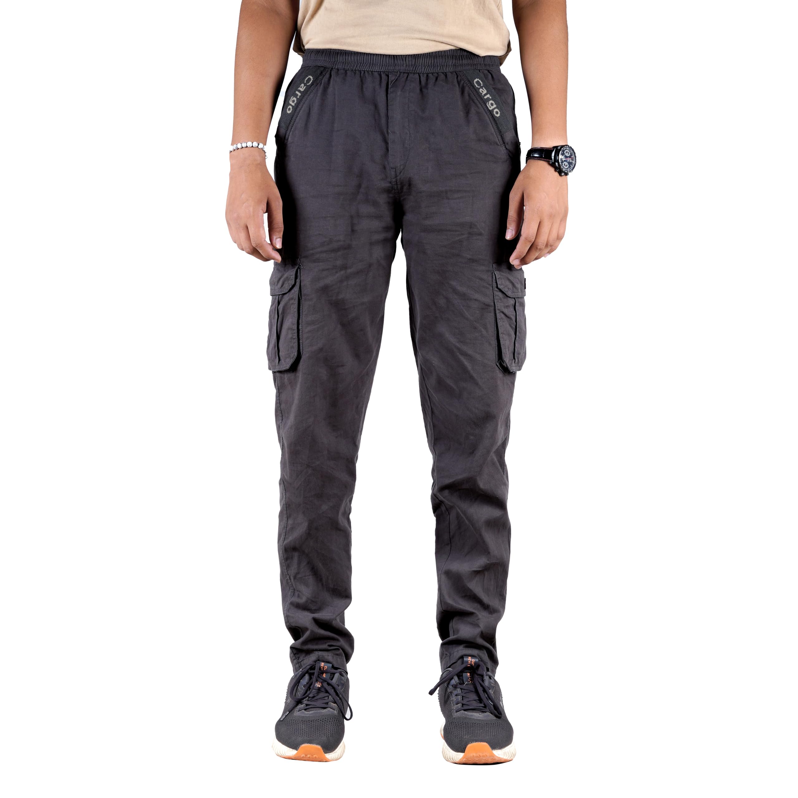 a.kartavya garments Men's Cotton Slim Fit Cargo Track Pants with 5 Pockets Grey-picture-14