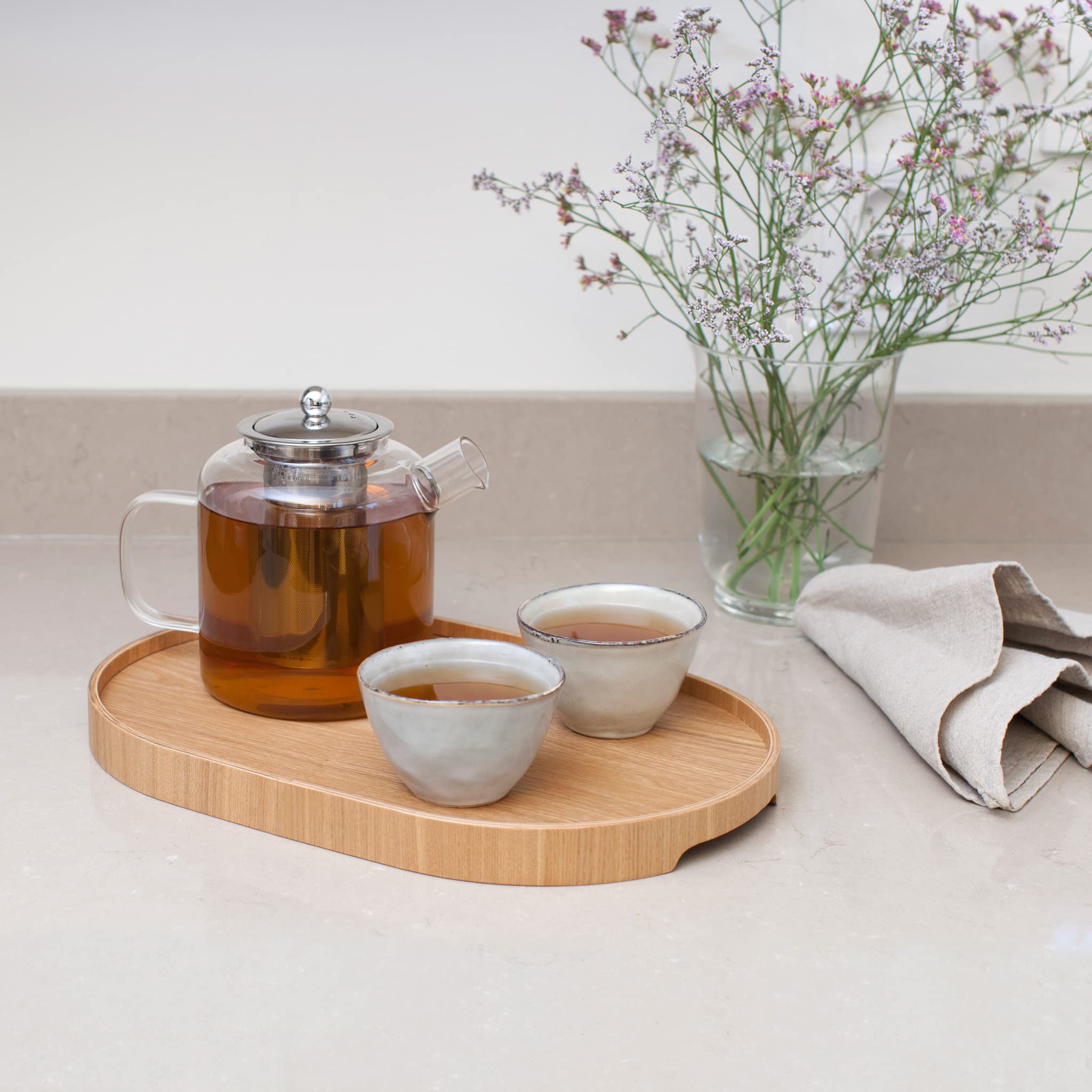 Vassoio da portata Antiscivolo. Vassoio portatile per colazione, pranzo, cena. Legno di salice naturale. MEDIO (39x26x3 cm)