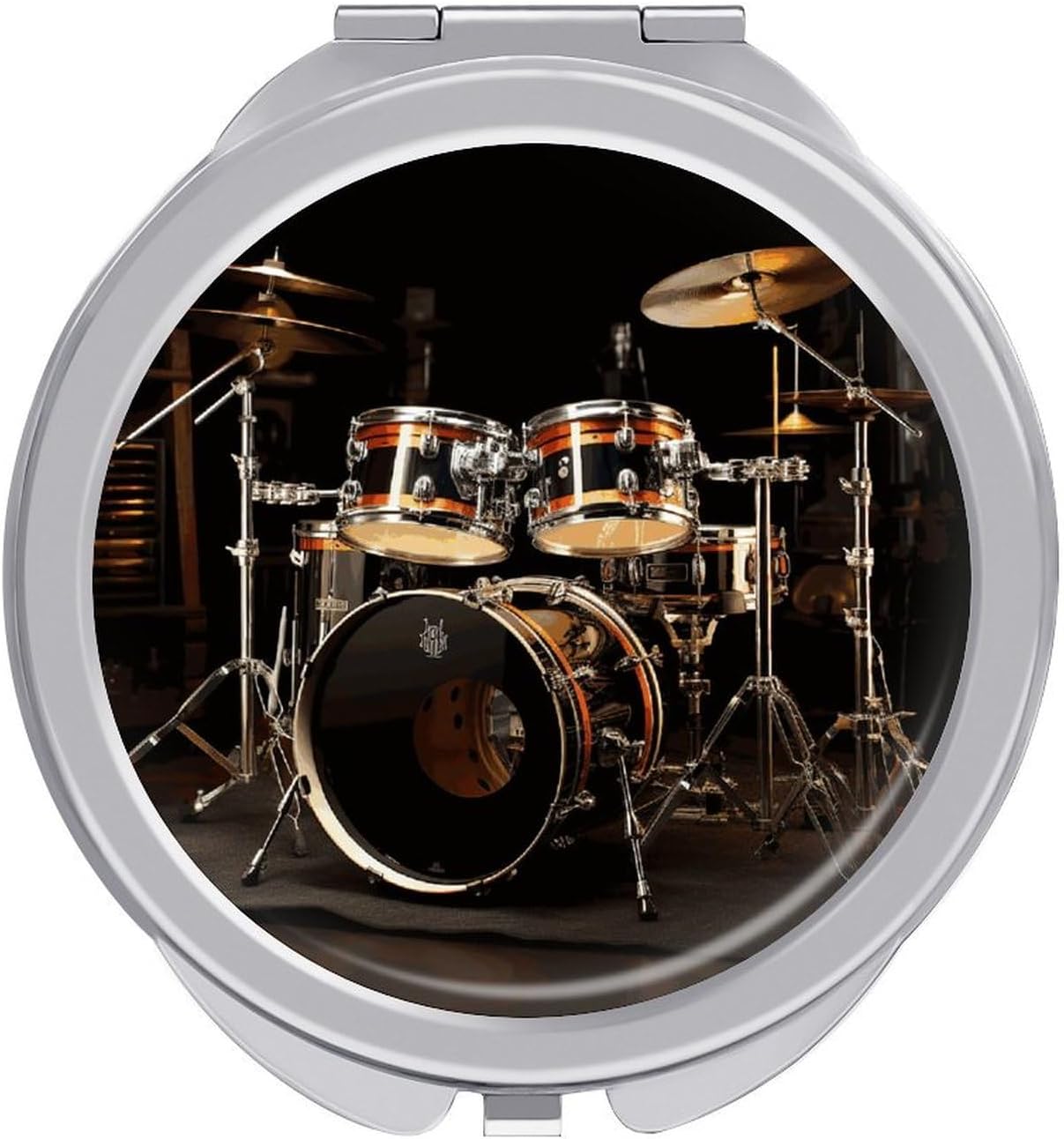 Drum Set Compact Travel Makeup Mirror for Pocket Purse