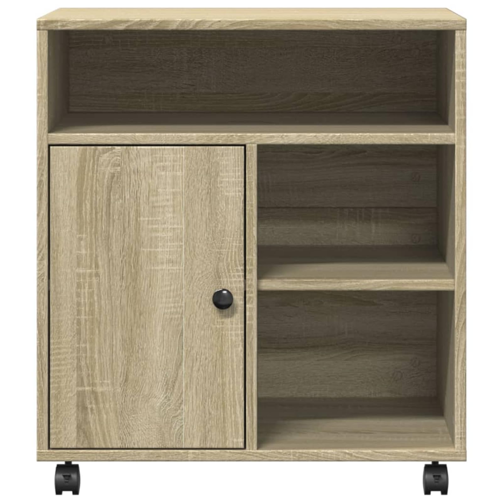Homgoday Druckerständer mit Rollen, Mobiler Druckerständer, Druckerhalter, Druckerwagen, Druckerregal Bürocontainer, Aktenwagen für Büro Arbeitszimmer Sonoma-Eiche 60x50x67 cm