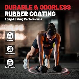 PAPABABE HEX Dumbbell Set, Rubber Encased Home Gym Dumbbells, Exercise & Fitness Weights Dumbbells Set of 2 for Women & Men, Hand Weight for Strength Training (Pair of 10lb)