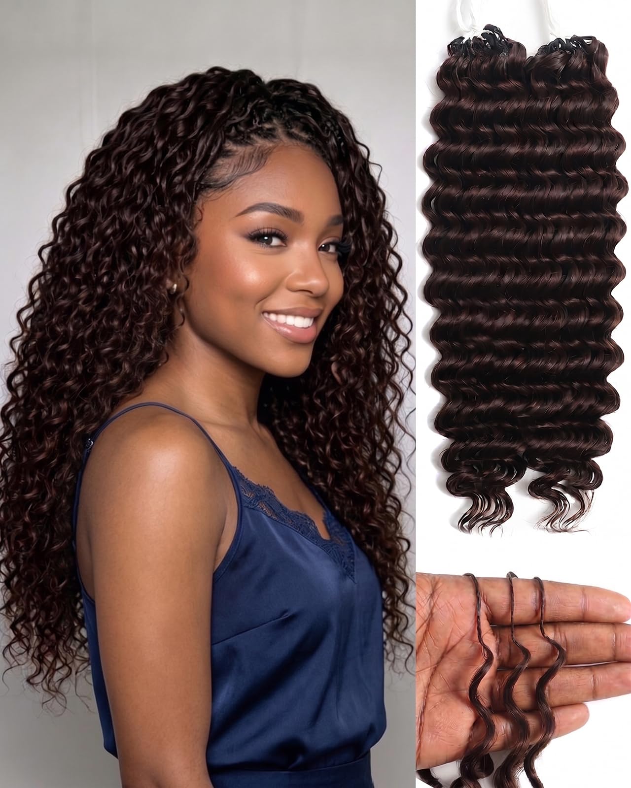 Deep Wave Miracle Knots Crochet Human Hair for Women 18" 120g 4# 4#-120g-Deep Wave 18 Inch