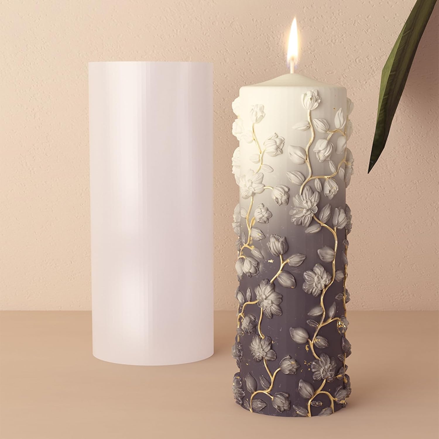 Vilihkc Flower Cylinder Mold Wave Candle Mold Cylinder Candle Mold 3D Flower Resin Casting Mold Resin Making Molds Silicone Mold for Candle Home Decorate Mold