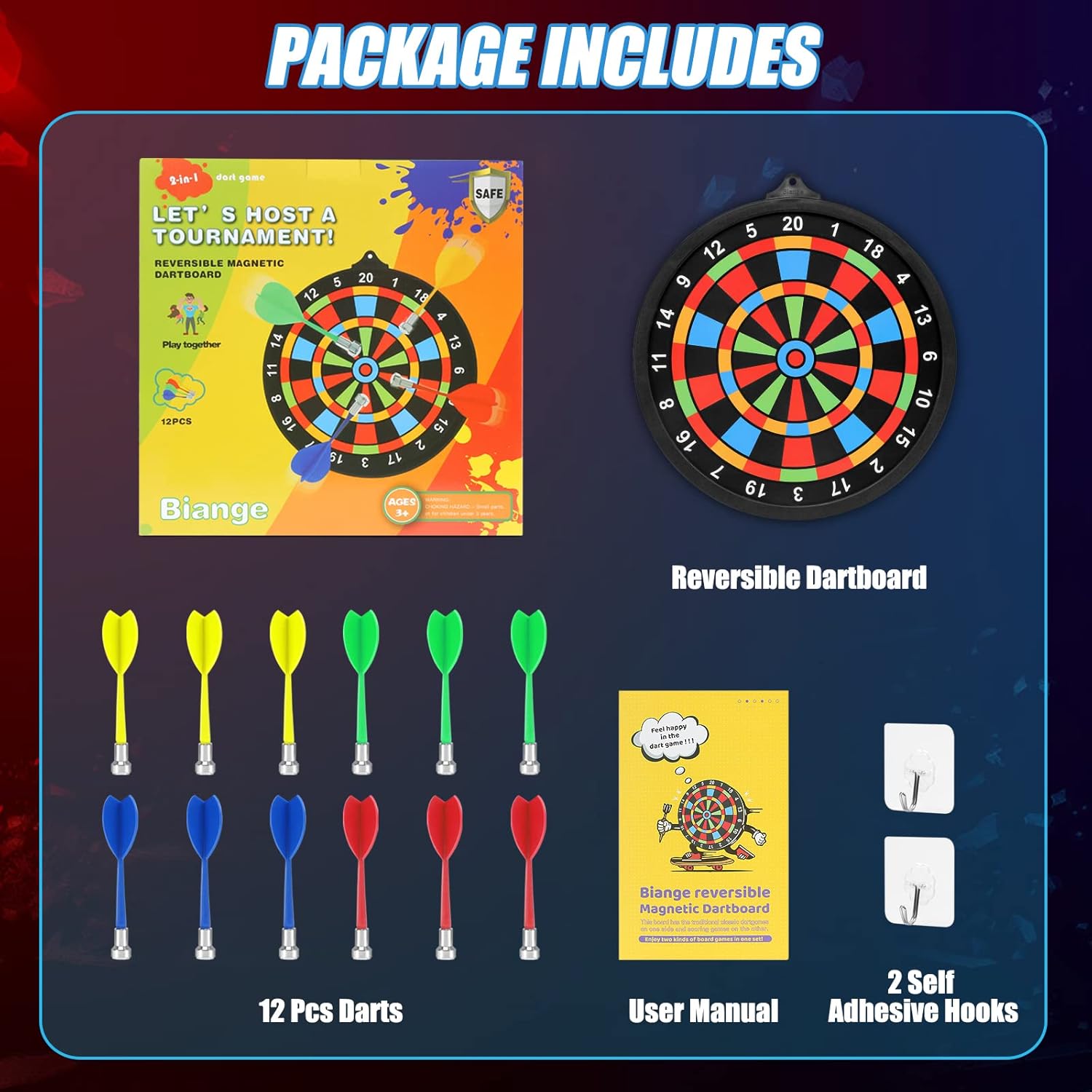 Magnetic Dart Board w/ 12 Darts, Kids Dartboard Gifts, Safe Indoor Outdoor Games for Kids 8-12, Teen Gifts for 6 7 8 9 10 11 12 13 14 Year Old Boys Girls - Image 5