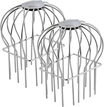 2Pcs Gutter Guard Round Head Gutter Filter 304 Stainless Steel Downspout Guard Anti-Clogging Even Hollow Replacement Gutter Cover for Leaves, Small, 4.13in