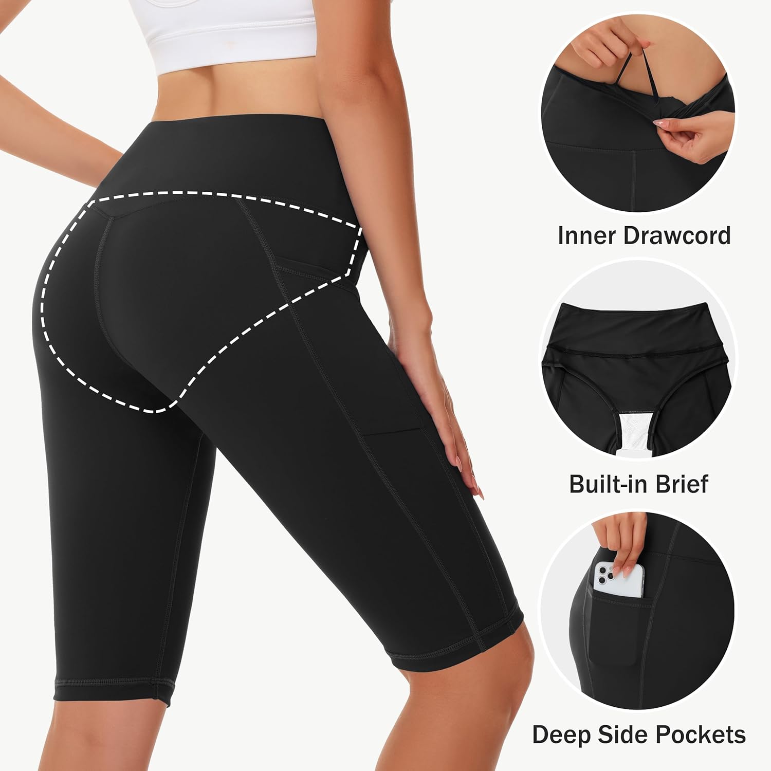 Women's High Waisted Long Swim Shorts - 5''/7''/9''/12" Tummy Control Swim Board Capris Bottoms Swimwear with Liner - Image 3