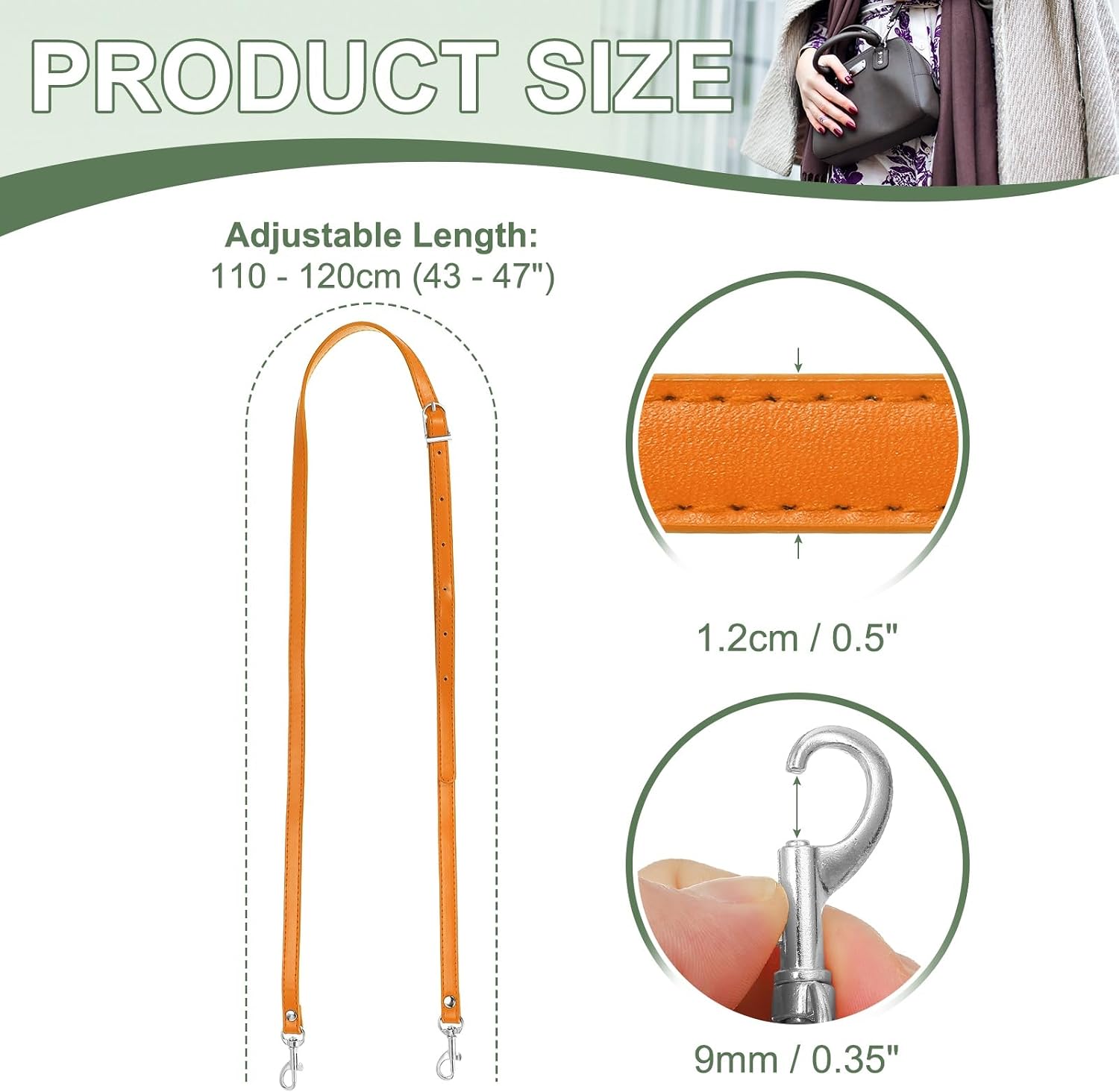 Leather Purse Strap Replacement PU Crossbody Adjustable Long Strap image 2