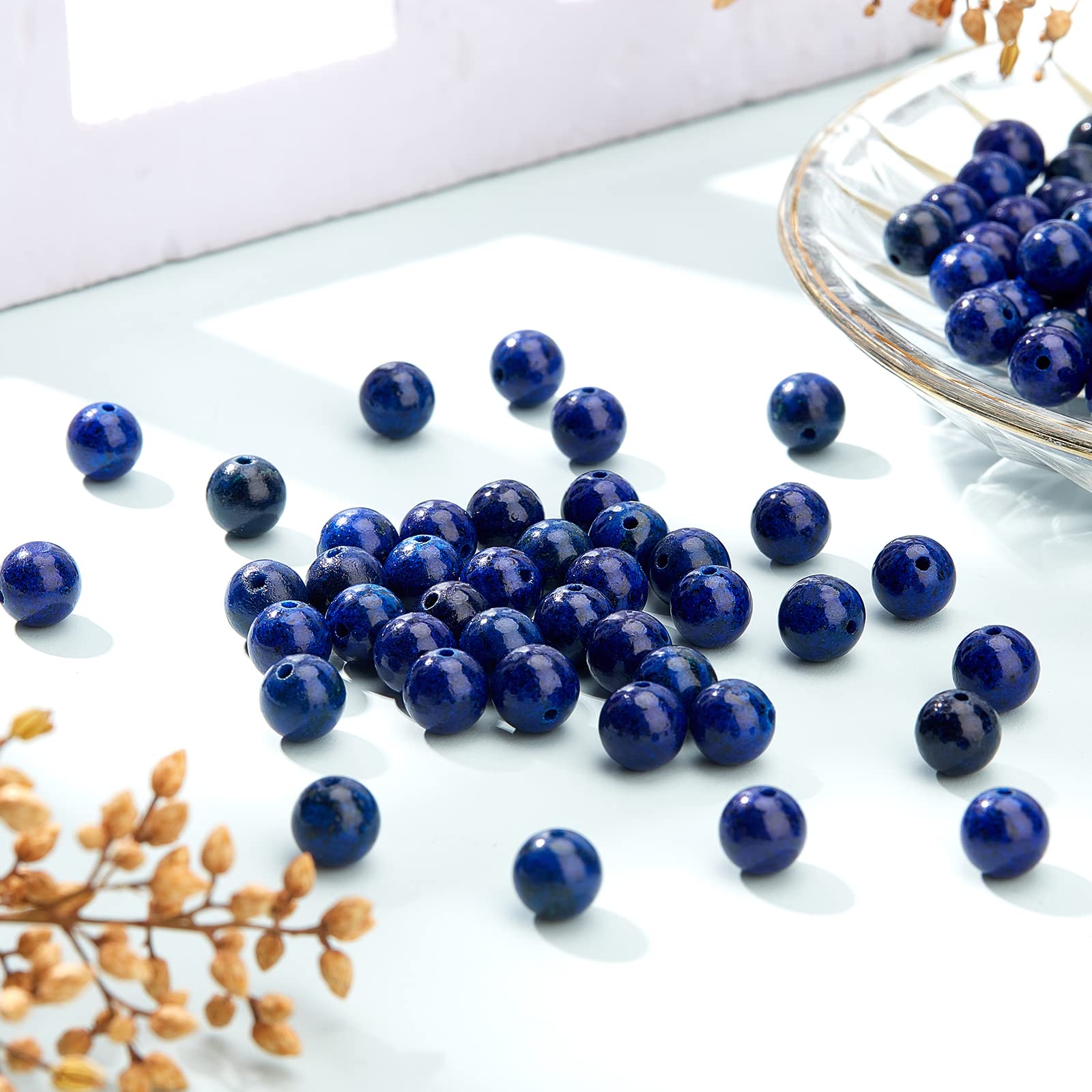Perline in pietra naturale, rotonde da 8 mm, per creare braccialetti, collane, orecchini, gioielli, 100 pezzi 8mm Lapis Lazuli