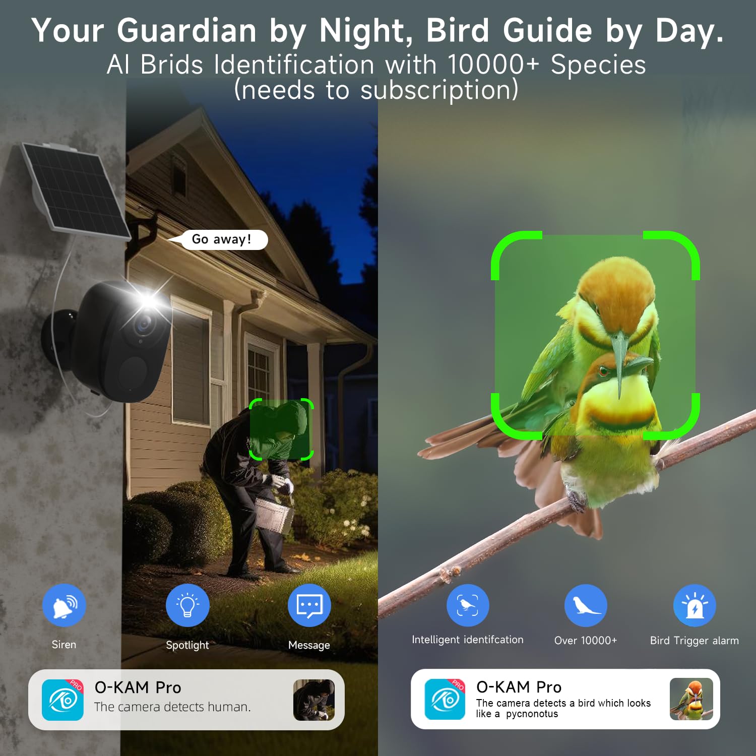 Cámaras de seguridad solares inalámbricas 5G/2.4G para exteriores, cámara de batería 2K con panel solar, alarma de sirena, visión nocturna a color, conversación bidireccional, impermeable,