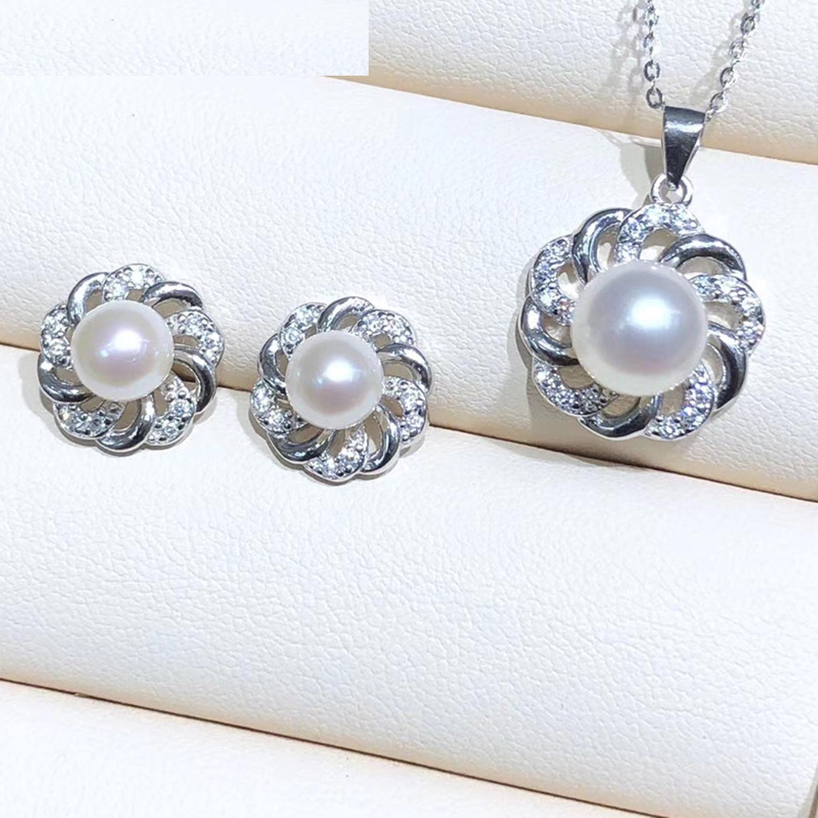 925 Sterling Silber Schmuck Perlensets Feiner Naturperlenschmuck 6-6,5mm/8-9mm Sets Für Frauen