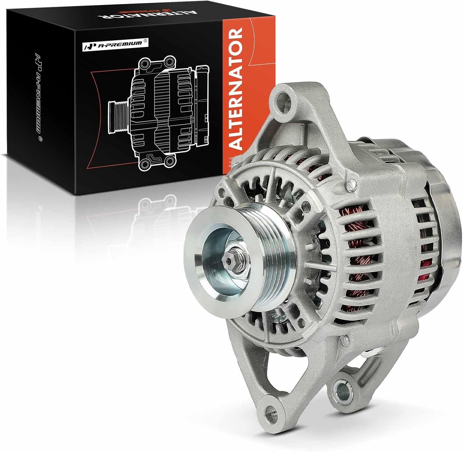 A-Premium Alternator Compatible with Jeep Wrangler 2001-2002, TJ 2001-2002 & Dodge Dakota 2001-2002, 2.5L, 12V 117A 6-Groove Pulley Clockwise, Replace# 56028686AA, 1210003800