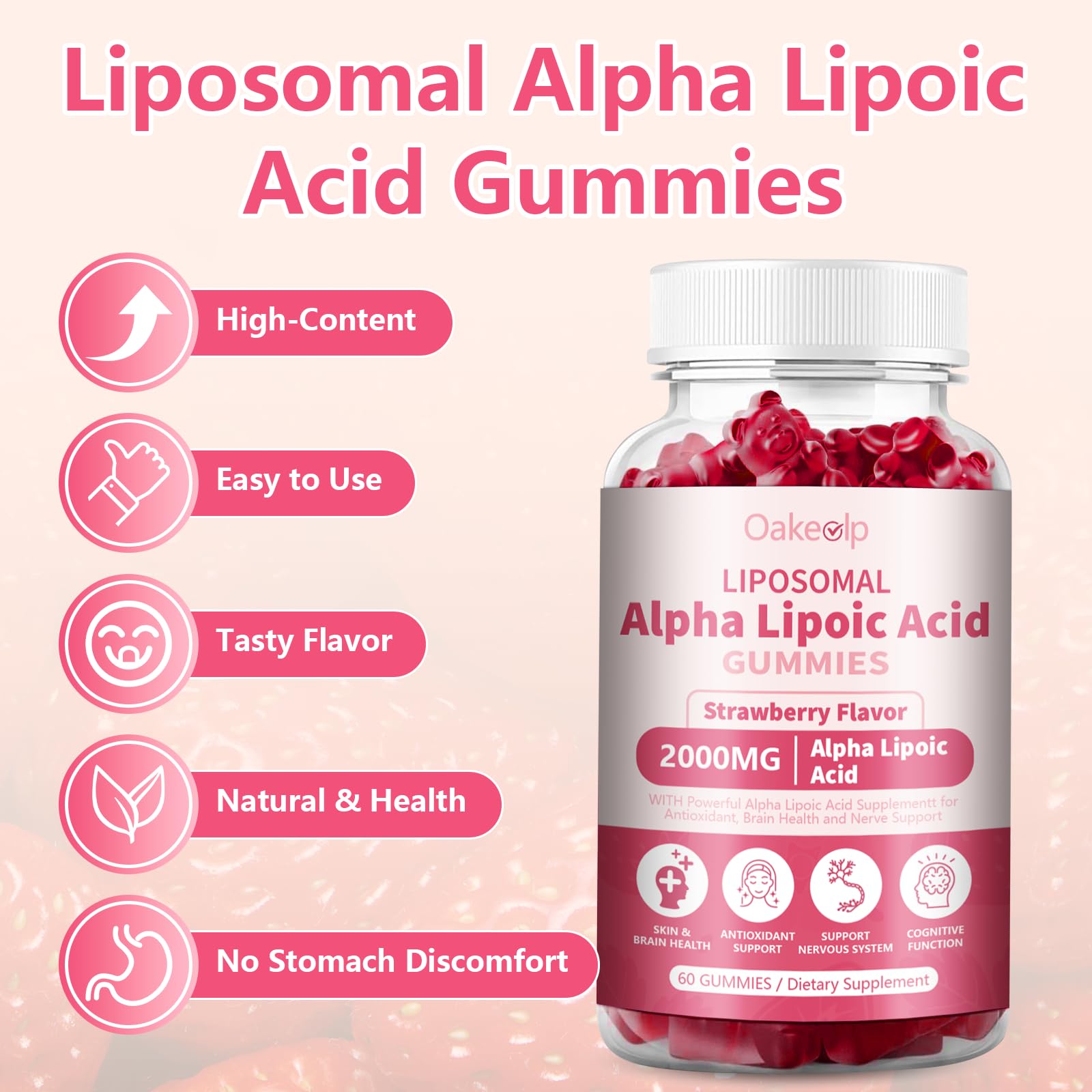 2 Pack Liposomal Alpha Lipoic Acid Gummies 2000mg Gummies,High Potency ALA Complex Biotin & Benfotiamine for Antioxidant, Brain Health and Nerve* Support,Liposomal Enhance 98% Absorption — Amazon image 6